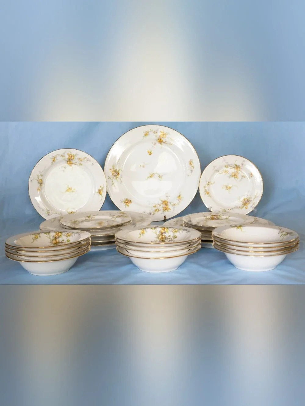 Beautiful Antique Elite Works Limoges France LIM48 Yellow Rose Dinnerware Set